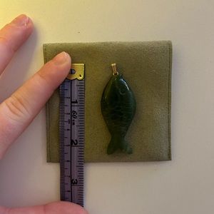 Jade fish pendant with gold hardware